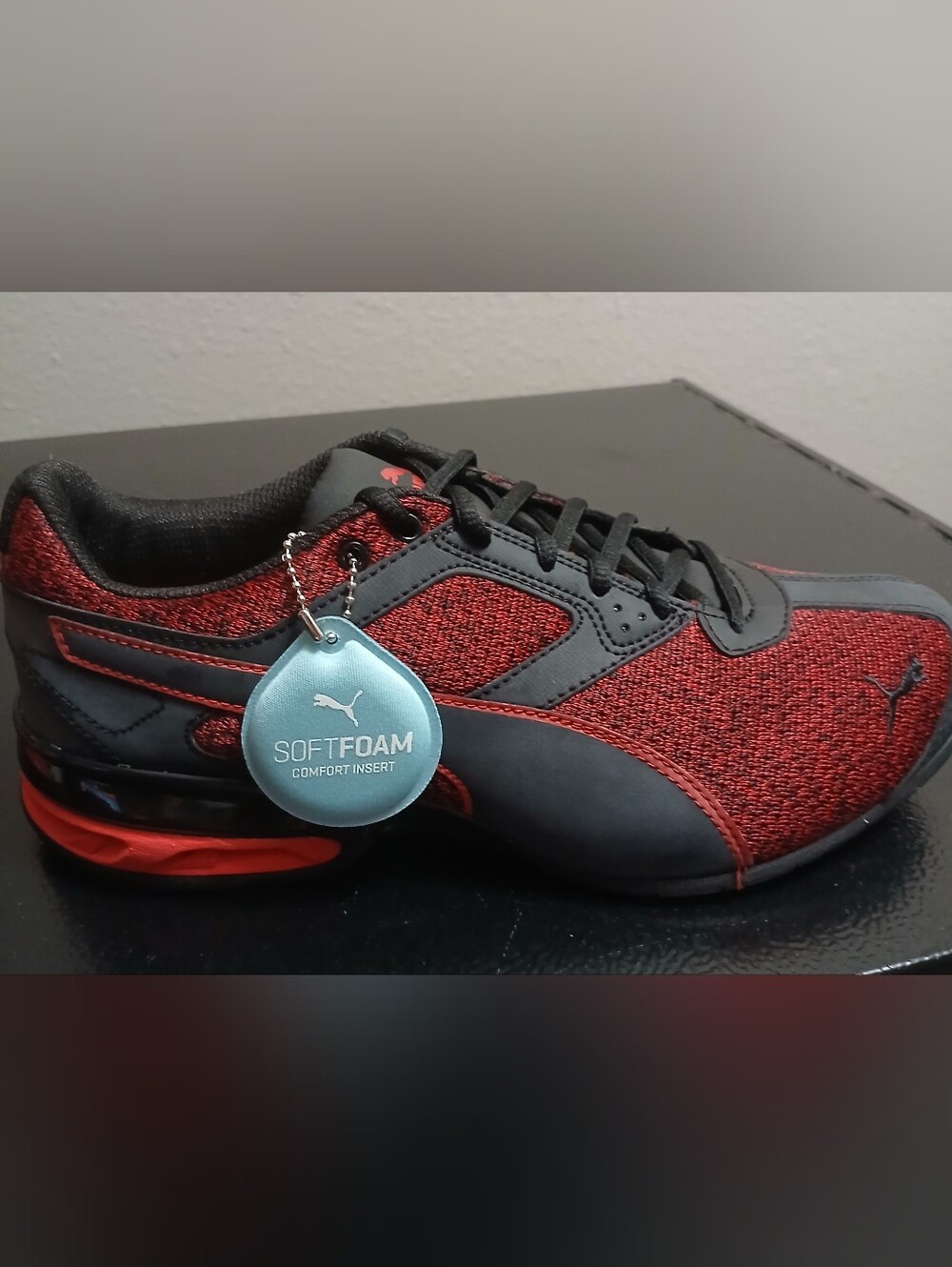 Puma Tazon 6 Knit Mens Soft Foam Shoes In Black/Red (New In Box)